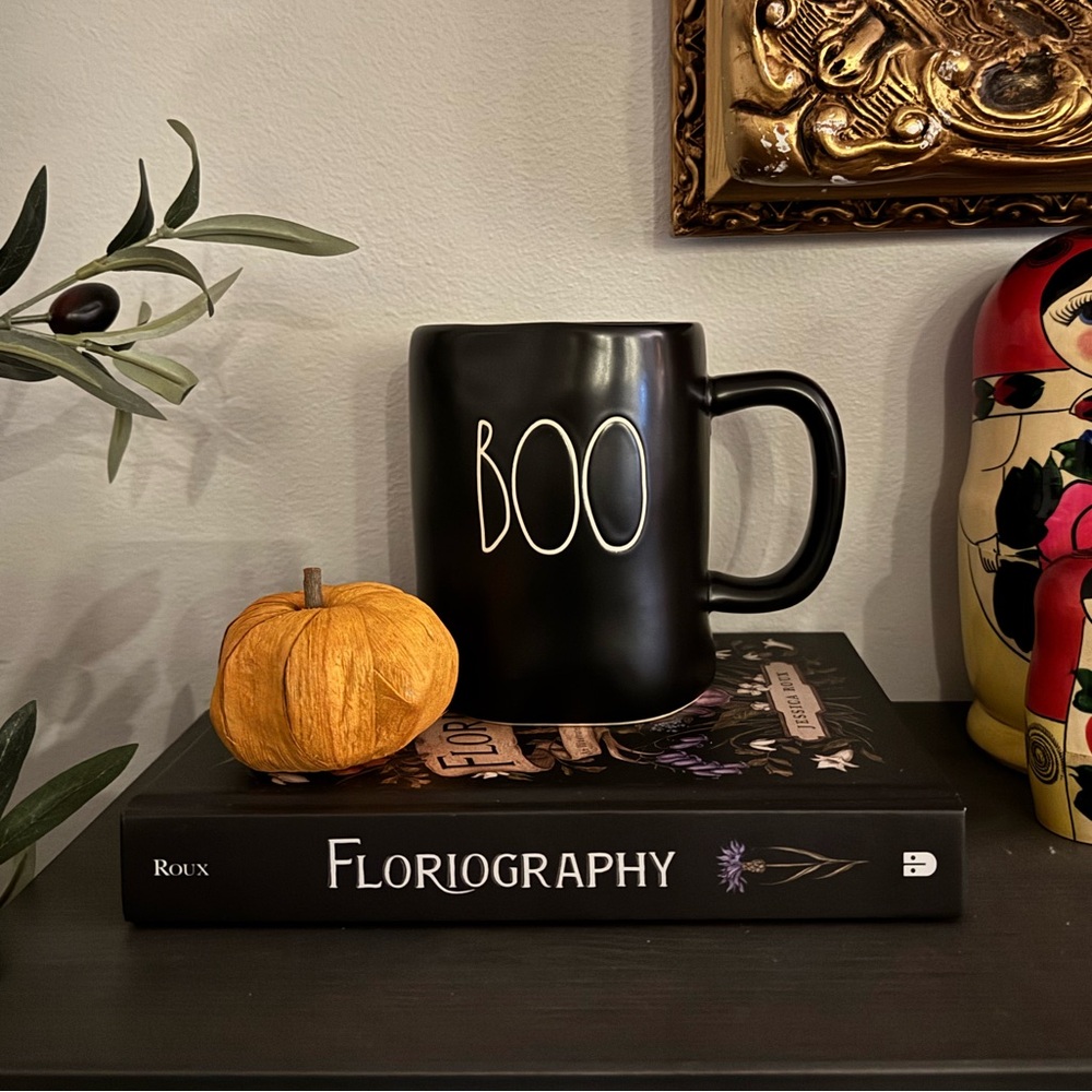 Rae Dunn Black 'Boo' Skeleton Halloween Mug